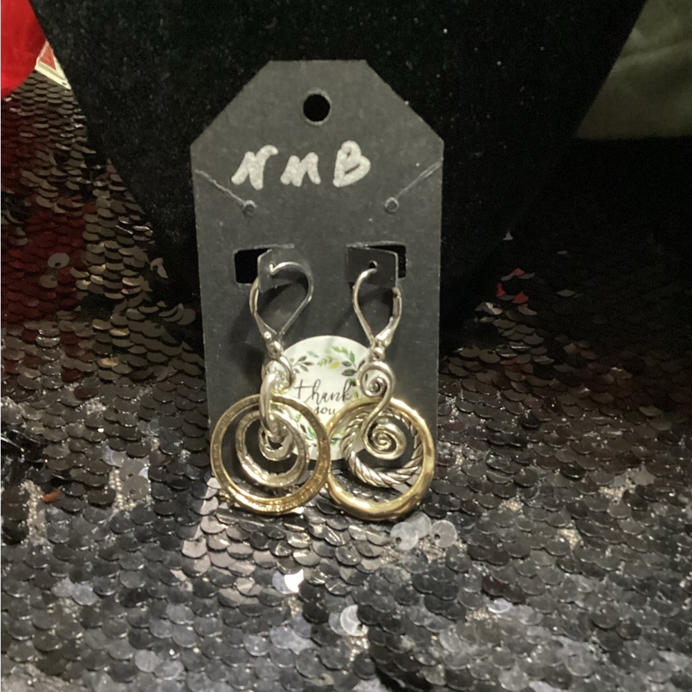 NMB Gold and Silver Spiral Earrings